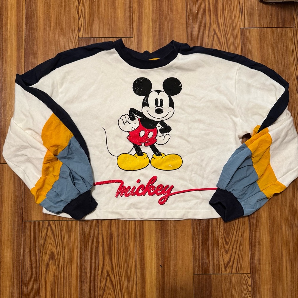 Zara Mickey Balloon Sleeve Crop Sweater